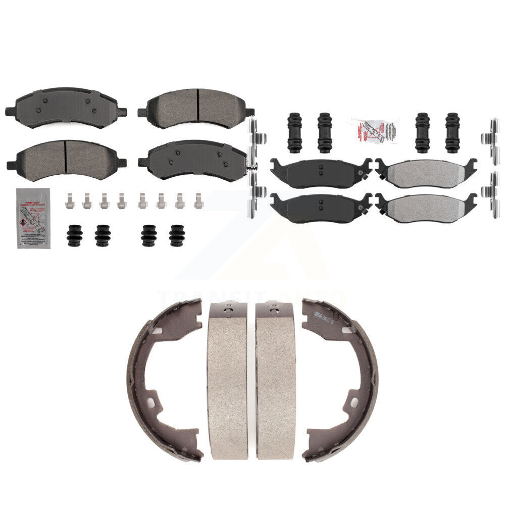Front Rear Semi-Metallic Disc Brake Pads And Parking Shoes Kit For KNN-101279