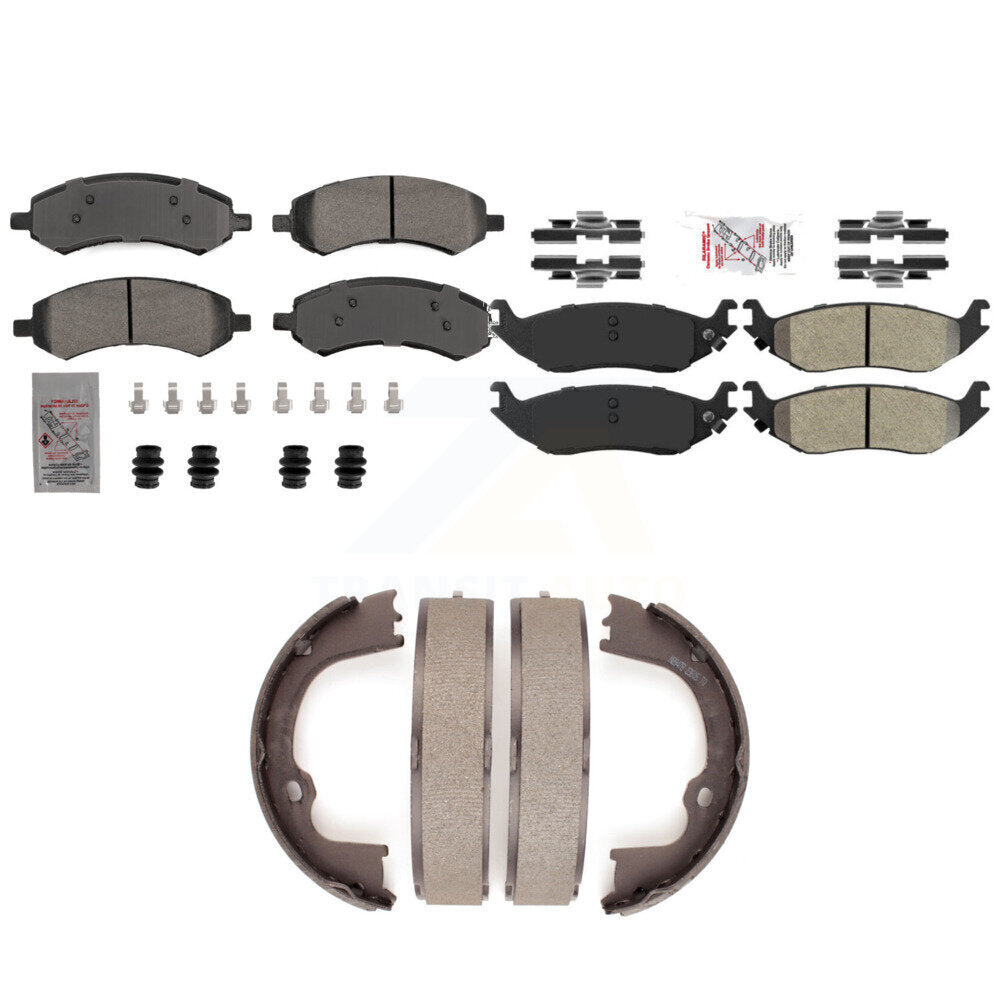 Front Rear Semi-Metallic Disc Brake Pads And Parking Shoes Kit For Ram 1500 KNN-101280