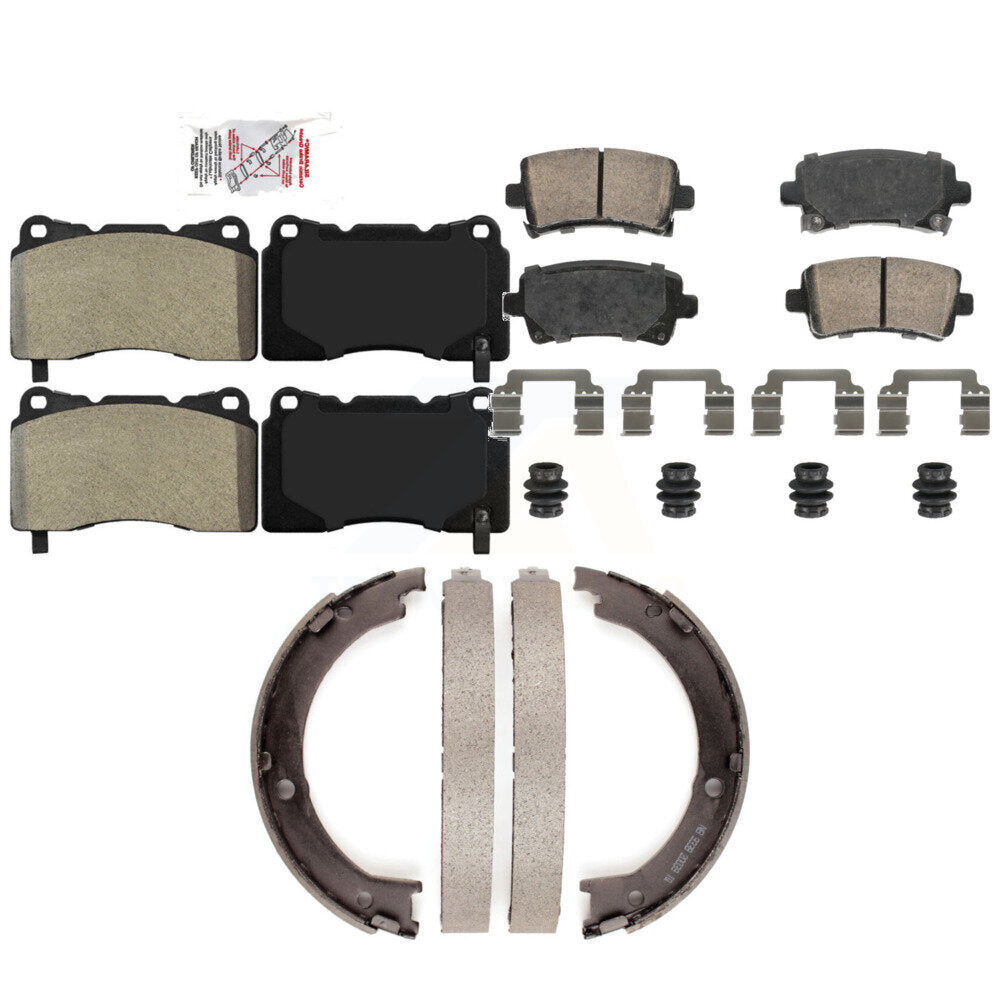 Front Semi-Metallic Rear Ceramic Disc Brake Pads And Parking Shoes Kit For KNN-101291