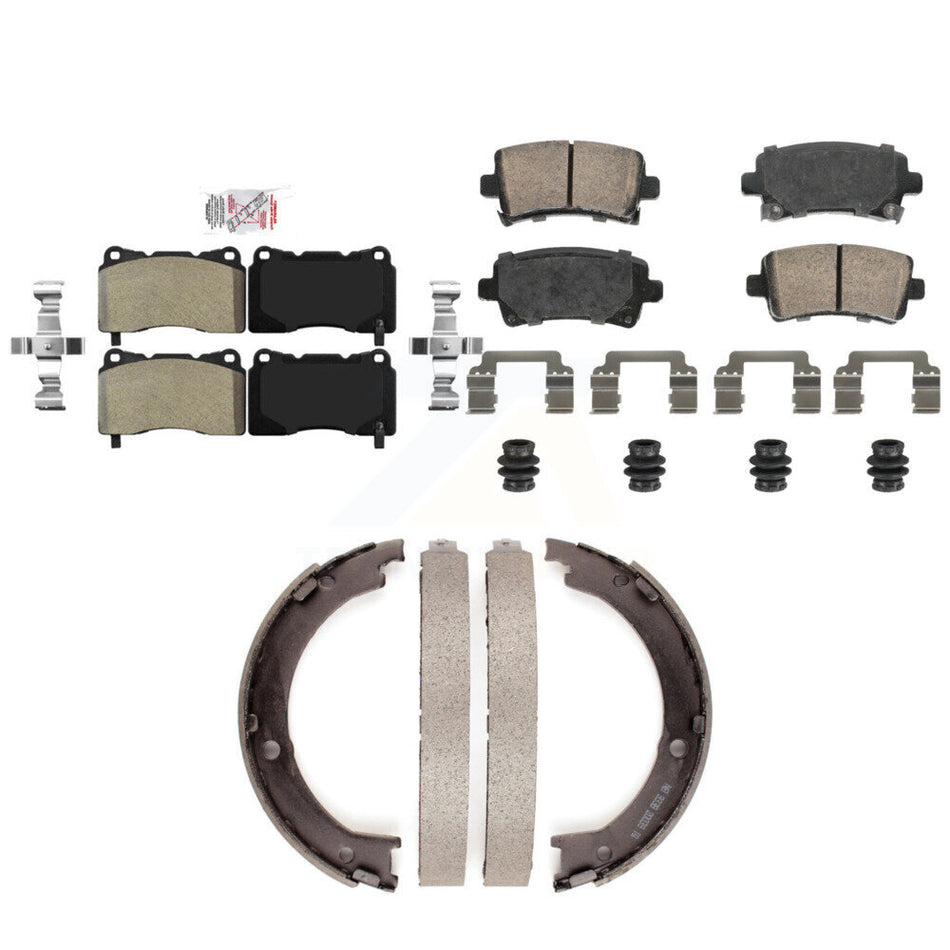 Front Semi-Metallic Rear Ceramic Disc Brake Pads And Parking Shoes Kit For KNN-101292