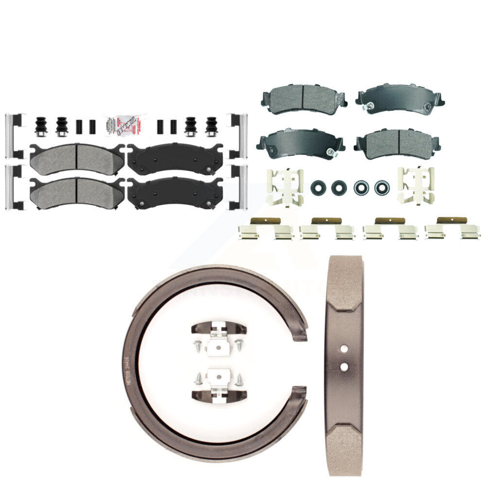 Front Rear Semi-Metallic Disc Brake Pads And Parking Shoes Kit For Chevrolet KNN-101296