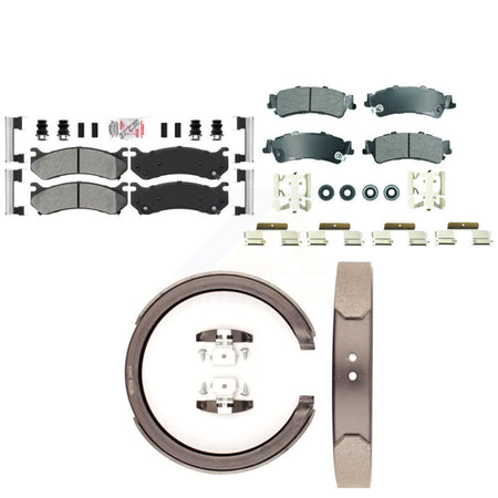 Front Rear Semi-Metallic Disc Brake Pads And Parking Shoes Kit For Chevrolet KNN-101296