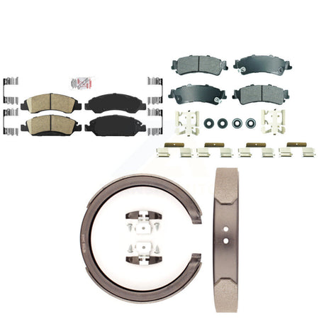 Front Ceramic Rear Semi-Metallic Disc Brake Pads And Parking Shoes Kit For GMC KNN-101299