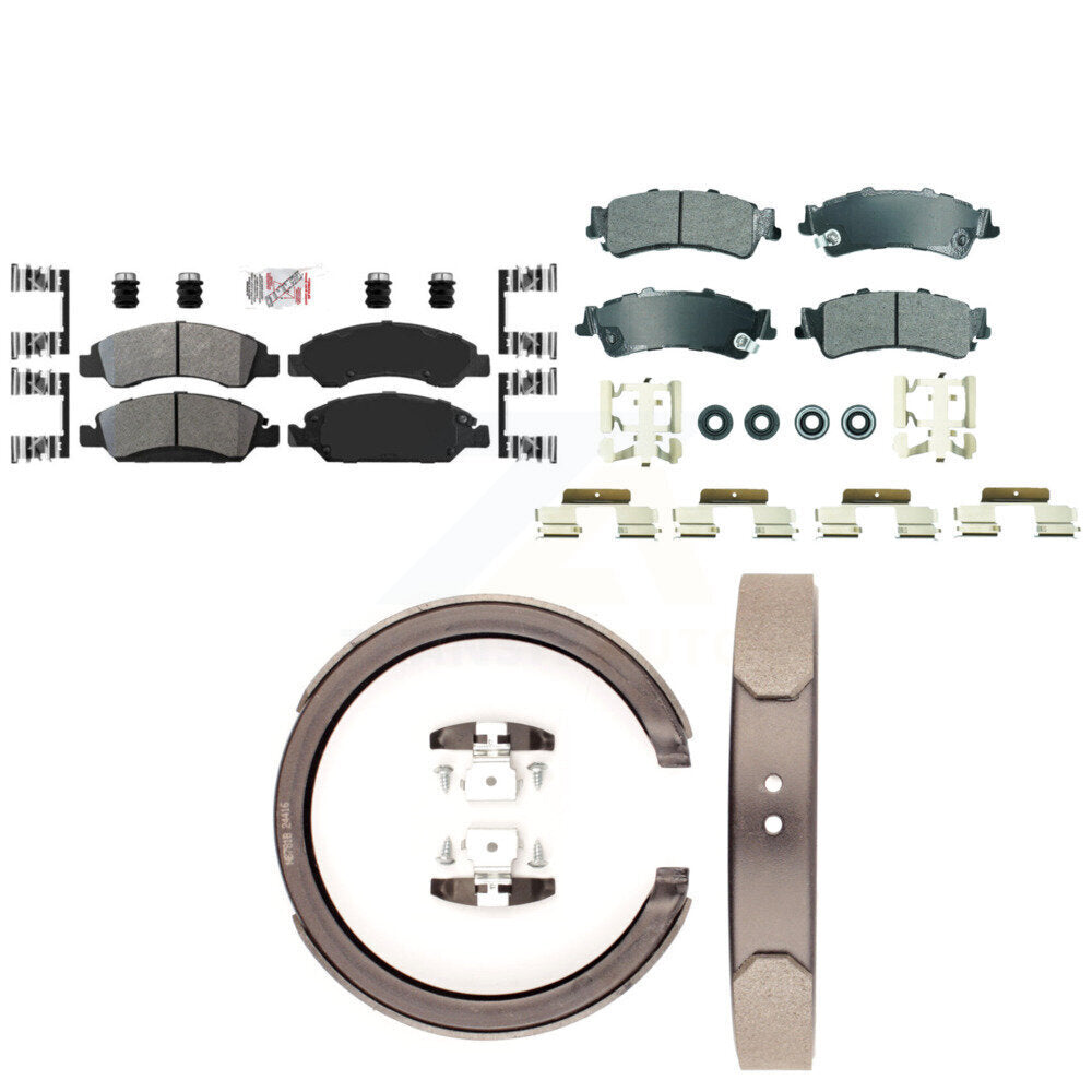 Front Rear Semi-Metallic Disc Brake Pads And Parking Shoes Kit For Chevrolet KNN-101300