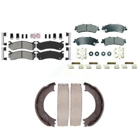 Front Rear Semi-Metallic Disc Brake Pads And Parking Shoes Kit For Chevrolet KNN-101301