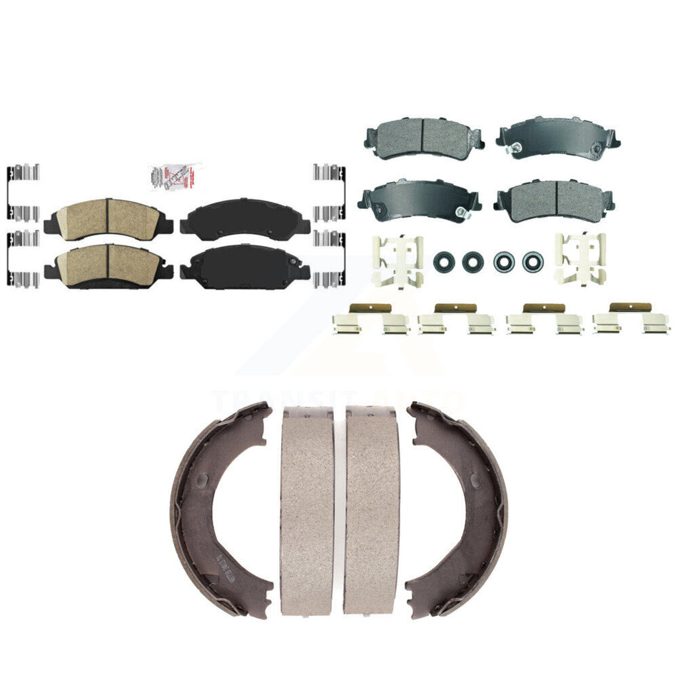 Front Ceramic Rear Semi-Metallic Disc Brake Pads And Parking Shoes Kit For GMC KNN-101303