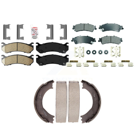 Front Ceramic Rear Semi-Metallic Disc Brake Pads And Parking Shoes Kit For GMC KNN-101304