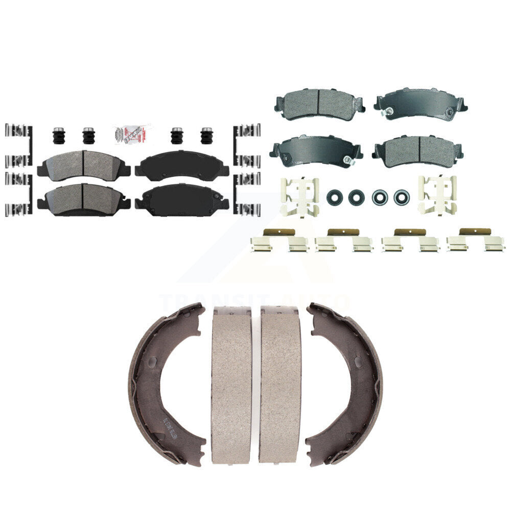 Front Rear Semi-Metallic Disc Brake Pads And Parking Shoes Kit For Chevrolet KNN-101305