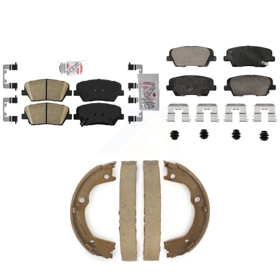 Front Rear Ceramic Disc Brake Pads And Parking Shoes Kit For Hyundai Santa Fe KNN-101309