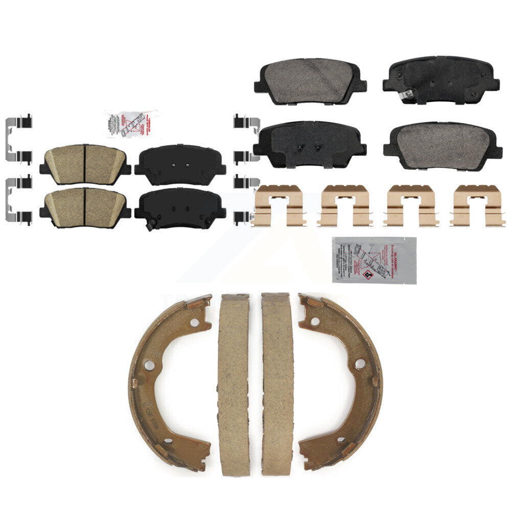 Front Rear Ceramic Disc Brake Pads And Parking Shoes Kit For Hyundai Santa Fe KNN-101311