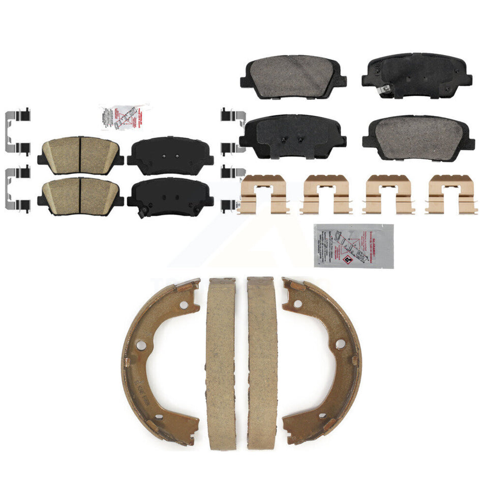 Front Rear Ceramic Disc Brake Pads And Parking Shoes Kit For Hyundai Santa Fe KNN-101311
