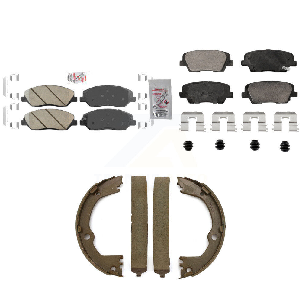 Front Rear Ceramic Disc Brake Pads And Parking Shoes Kit For Hyundai Santa Fe KNN-101312
