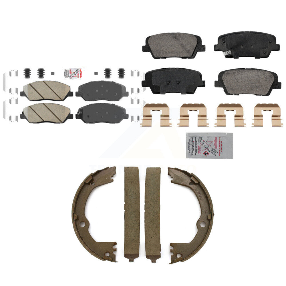 Front Rear Ceramic Disc Brake Pads And Parking Shoes Kit For Hyundai Santa Fe KNN-101315