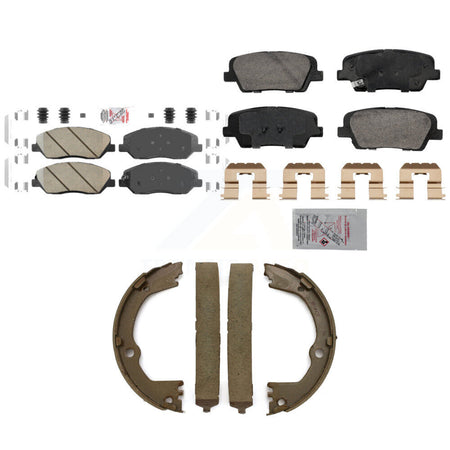 Front Rear Ceramic Disc Brake Pads And Parking Shoes Kit For Hyundai Santa Fe KNN-101315