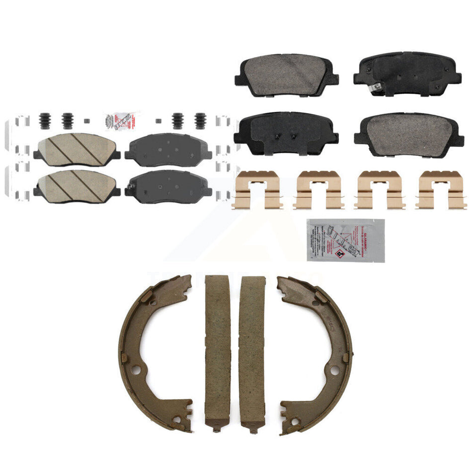 Front Rear Ceramic Disc Brake Pads And Parking Shoes Kit For Hyundai Santa Fe KNN-101315