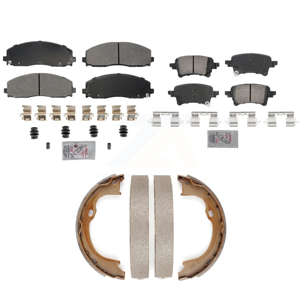 Front Semi-Metallic Rear Ceramic Disc Brake Pads And Parking Shoes Kit For KNN-101317