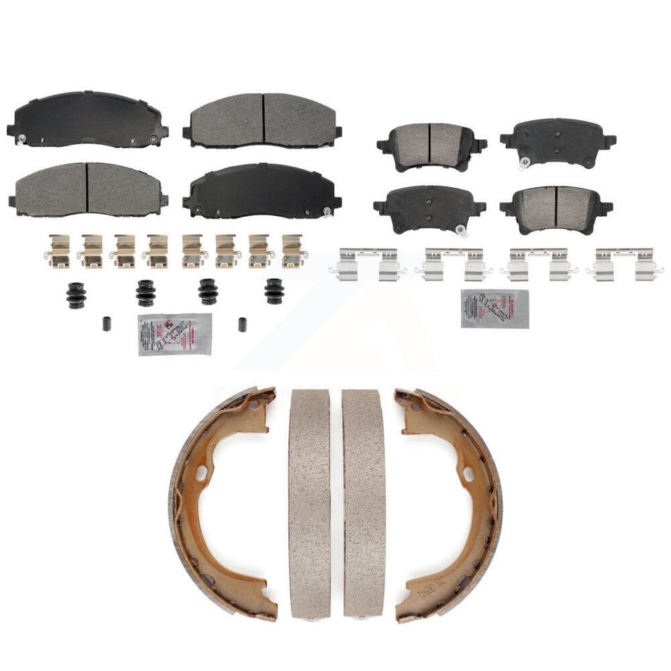 Front Semi-Metallic Rear Ceramic Disc Brake Pads And Parking Shoes Kit For KNN-101317