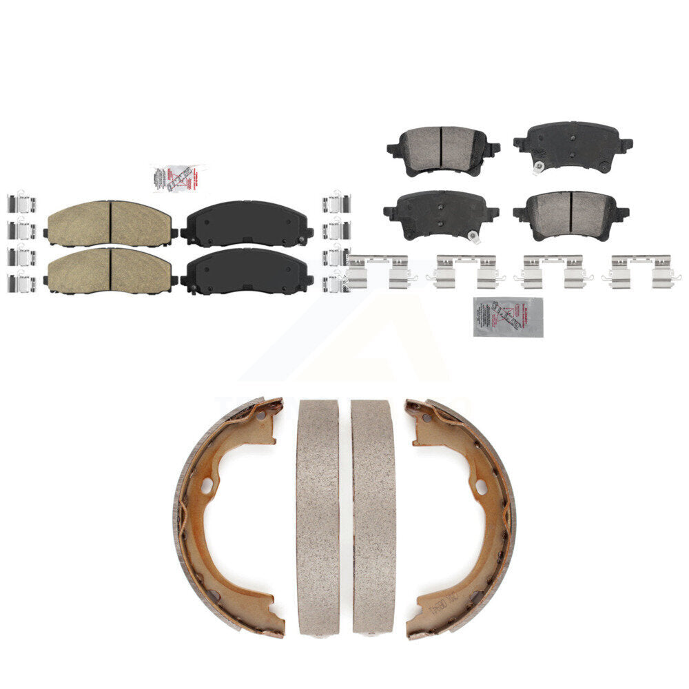Front Rear Ceramic Disc Brake Pads And Parking Shoes Kit For Jeep Wrangler KNN-101319