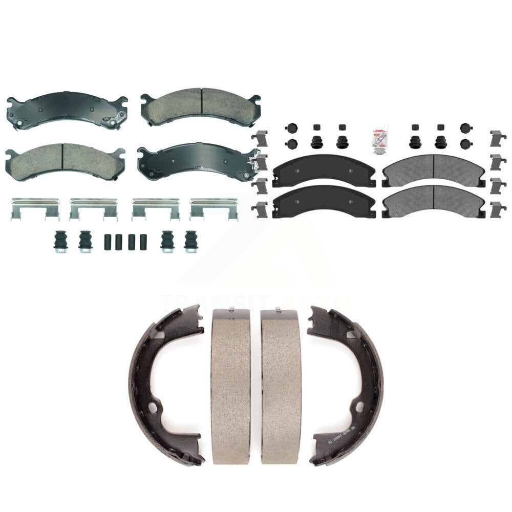 Front Ceramic Rear Semi-Metallic Disc Brake Pads And Parking Shoes Kit For KNN-101322