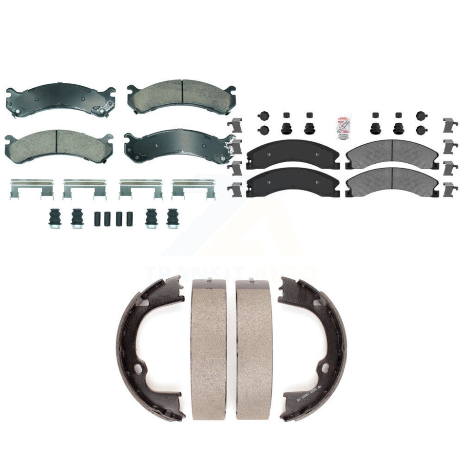 Front Ceramic Rear Semi-Metallic Disc Brake Pads And Parking Shoes Kit For KNN-101322