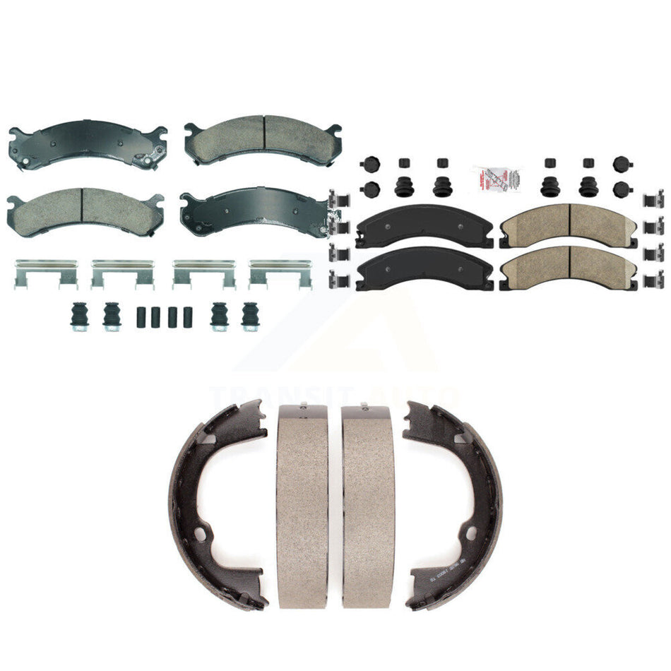 Front Rear Ceramic Disc Brake Pads And Parking Shoes Kit For GMC Savana 3500 KNN-101326