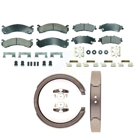 Front Ceramic Rear Semi-Metallic Disc Brake Pads And Parking Shoes Kit For DTS KNN-101331