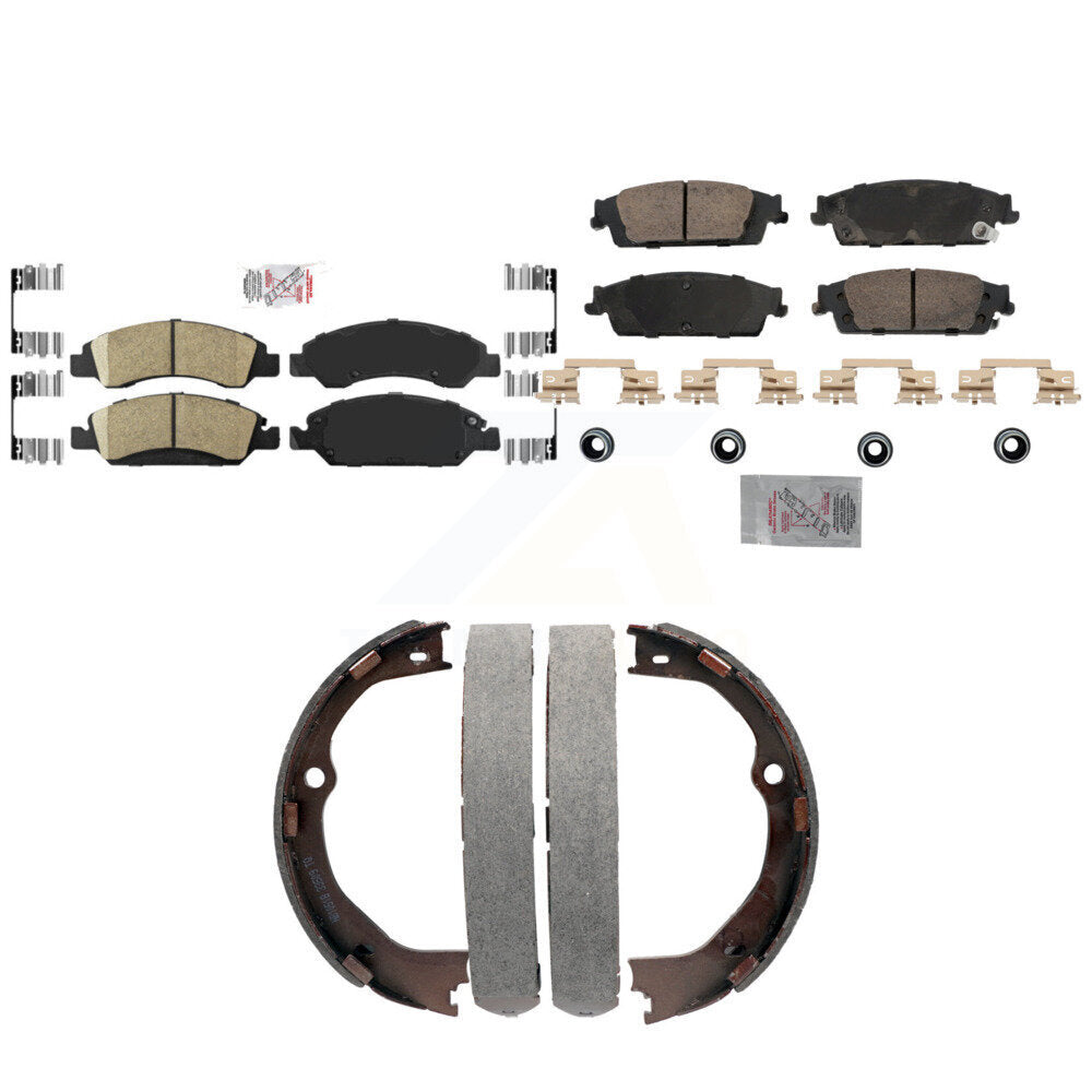 Front Rear Ceramic Disc Brake Pads And Parking Shoes Kit For GMC Chevrolet LD KNN-101334