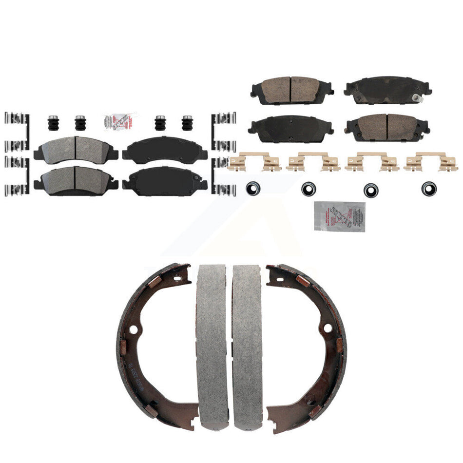Front Semi-Metallic Rear Ceramic Disc Brake Pads And Parking Shoes Kit For GMC KNN-101335