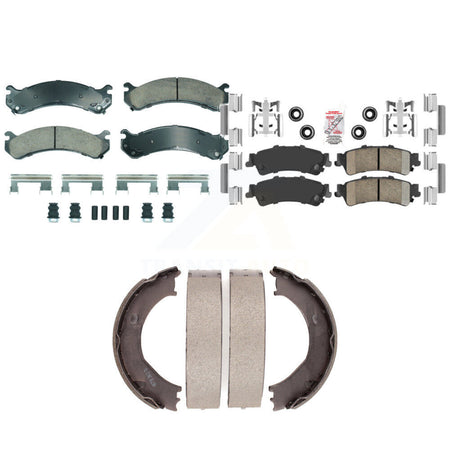 Front Rear Ceramic Disc Brake Pads And Parking Shoes Kit For GMC Sierra 3500 KNN-101337