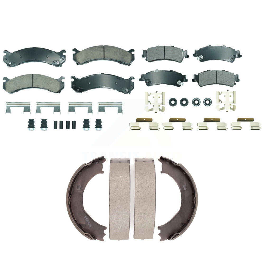 Front Ceramic Rear Semi-Metallic Disc Brake Pads And Parking Shoes Kit For KNN-101339