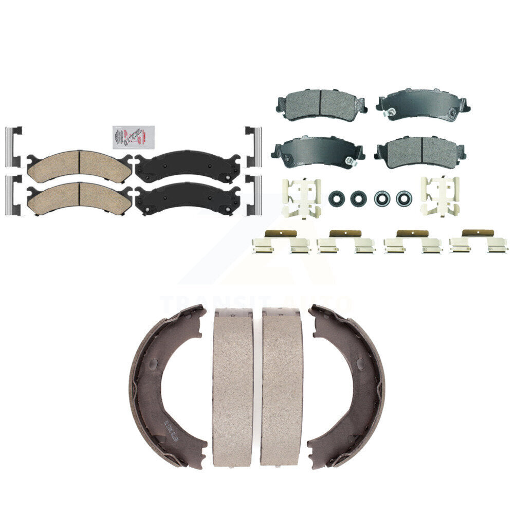 Front Ceramic Rear Semi-Metallic Disc Brake Pads And Parking Shoes Kit For KNN-101340