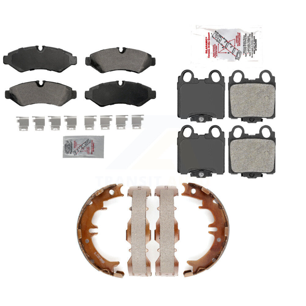 Front Ceramic Rear Semi-Metallic Disc Brake Pads And Parking Shoes Kit For KNN-101341