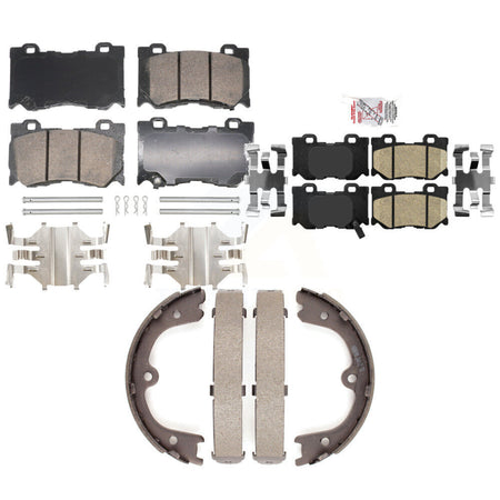 Front Rear Ceramic Disc Brake Pads And Parking Shoes Kit For INFINITI FX50 KNN-101357