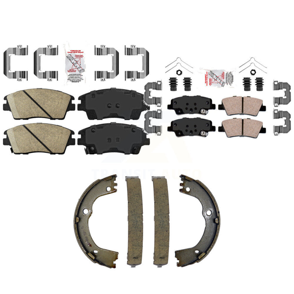 Front Rear Ceramic Disc Brake Pads And Parking Shoes Kit For Kia Sportage KNN-101359