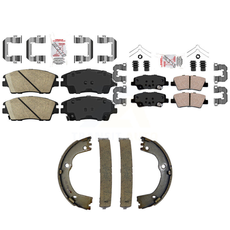 Front Rear Ceramic Disc Brake Pads And Parking Shoes Kit For Kia Sportage KNN-101359