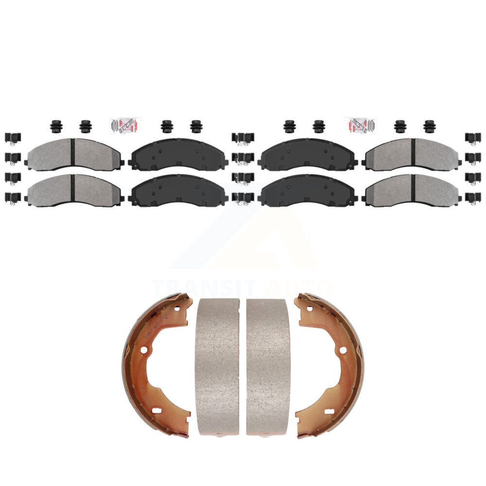 Front Rear Semi-Metallic Disc Brake Pads And Parking Shoes Kit For Ford F-450 KNN-101361