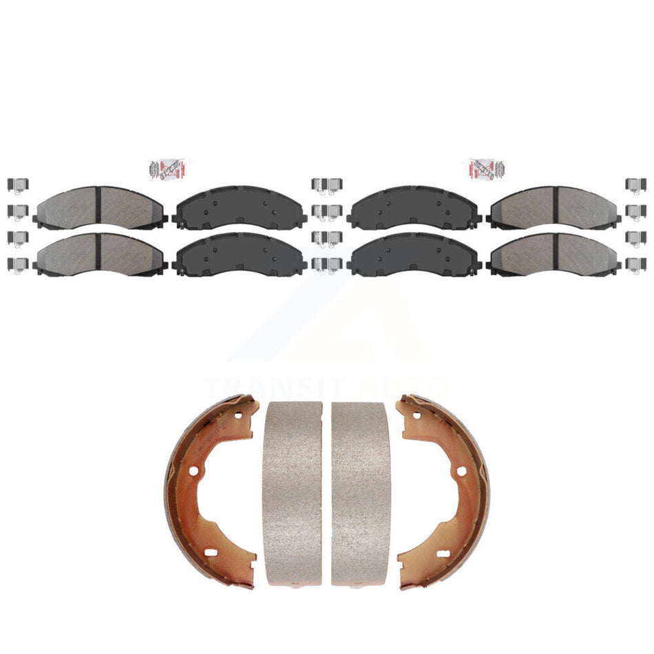 Front Rear Semi-Metallic Disc Brake Pads And Parking Shoes Kit For Ford F-450 KNN-101364