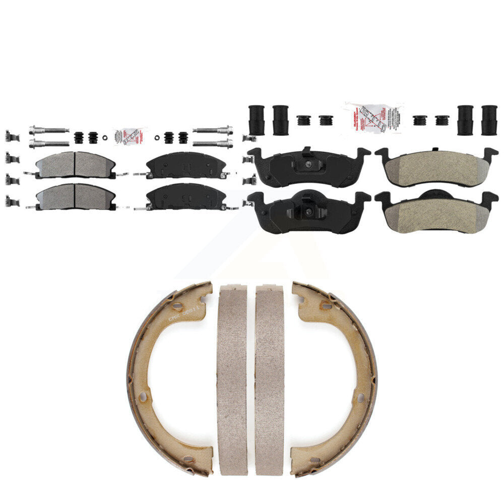 Front Rear Semi-Metallic Disc Brake Pads And Parking Shoes Kit For Lincoln MKT KNN-101367