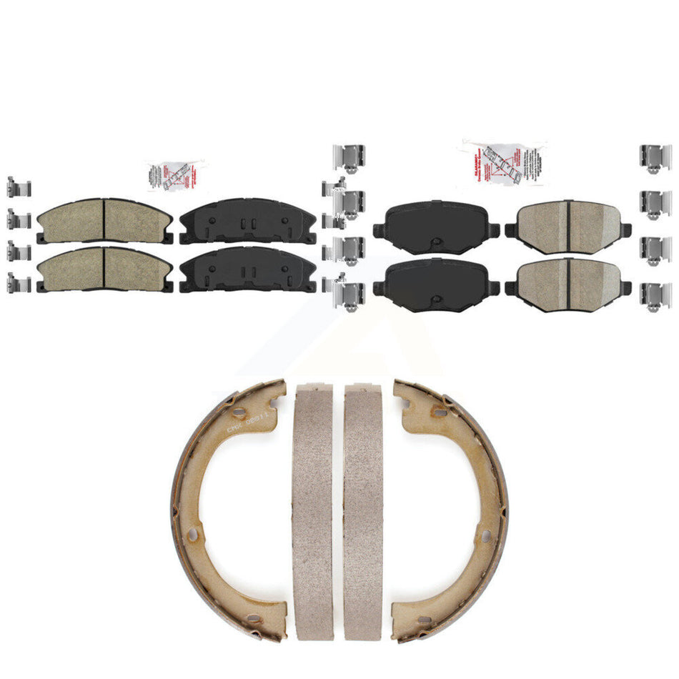 Front Rear Ceramic Disc Brake Pads And Parking Shoes Kit For Lincoln MKT KNN-101368
