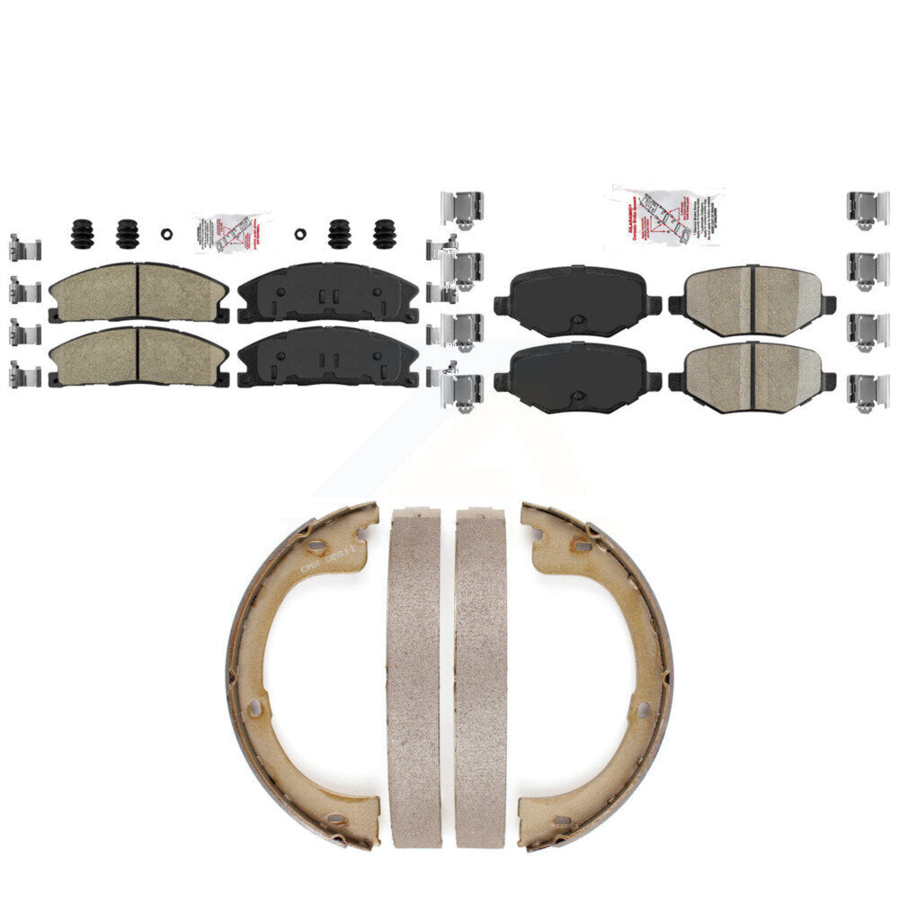 Front Rear Ceramic Disc Brake Pads And Parking Shoes Kit For Lincoln MKT KNN-101369