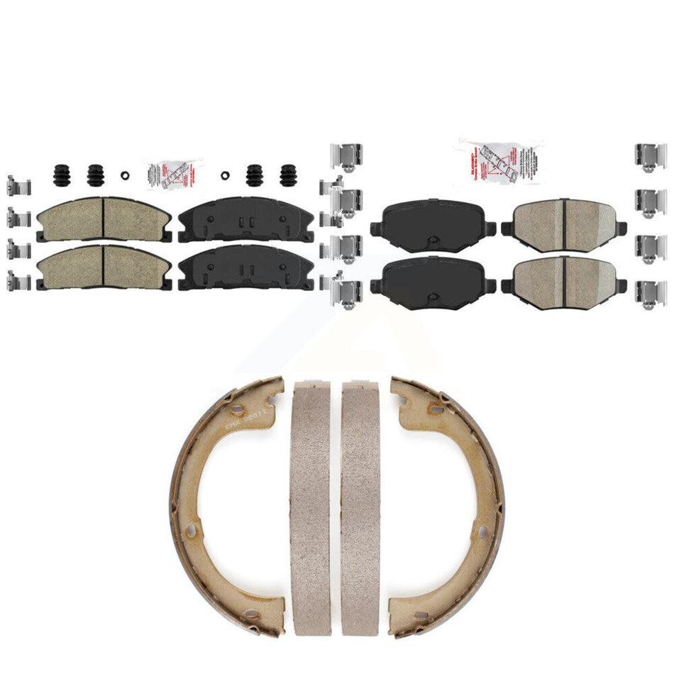 Front Rear Ceramic Disc Brake Pads And Parking Shoes Kit For Lincoln MKT KNN-101369