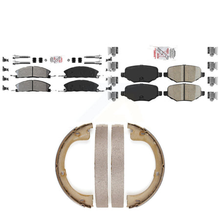 Front Semi-Metallic Rear Ceramic Disc Brake Pads And Parking Shoes Kit For KNN-101370