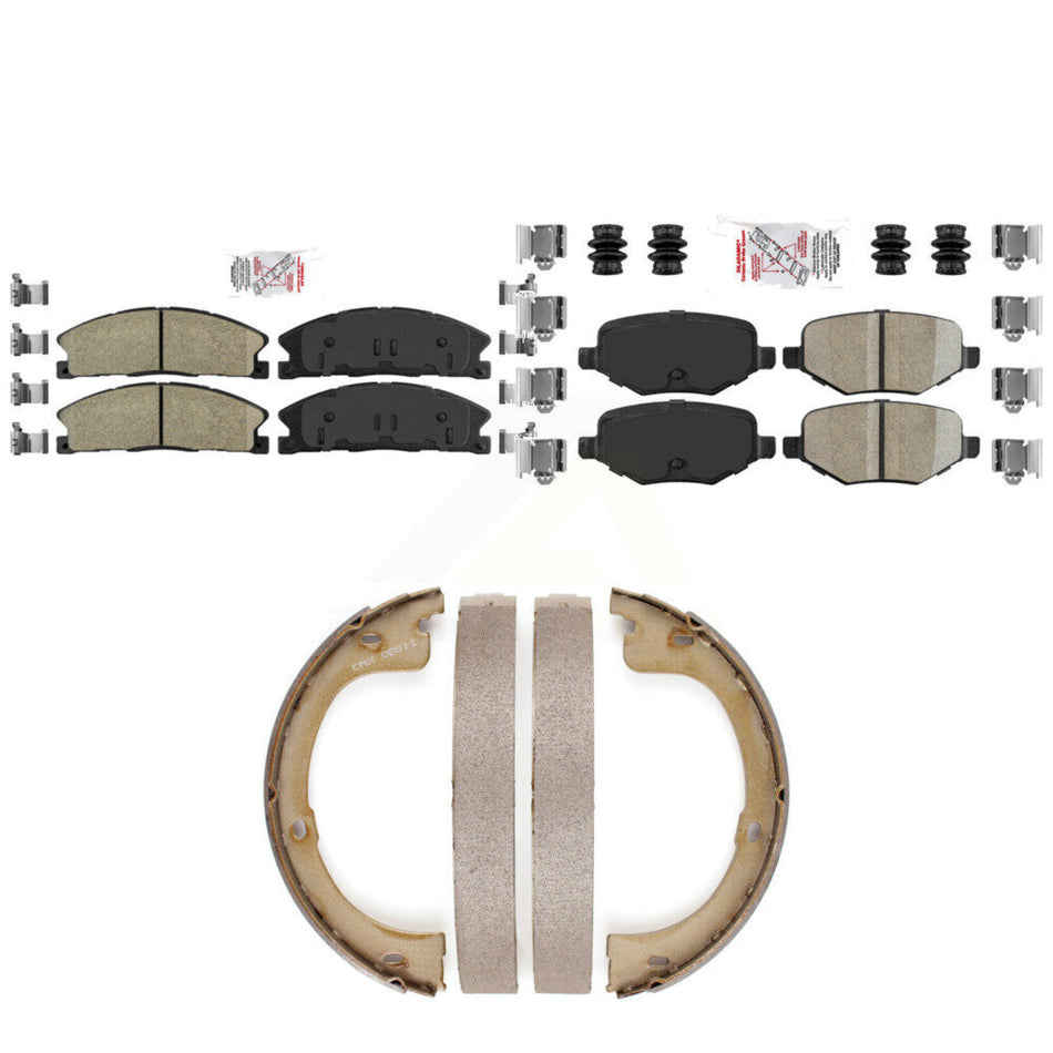 Front Rear Ceramic Disc Brake Pads And Parking Shoes Kit For Lincoln MKT KNN-101371