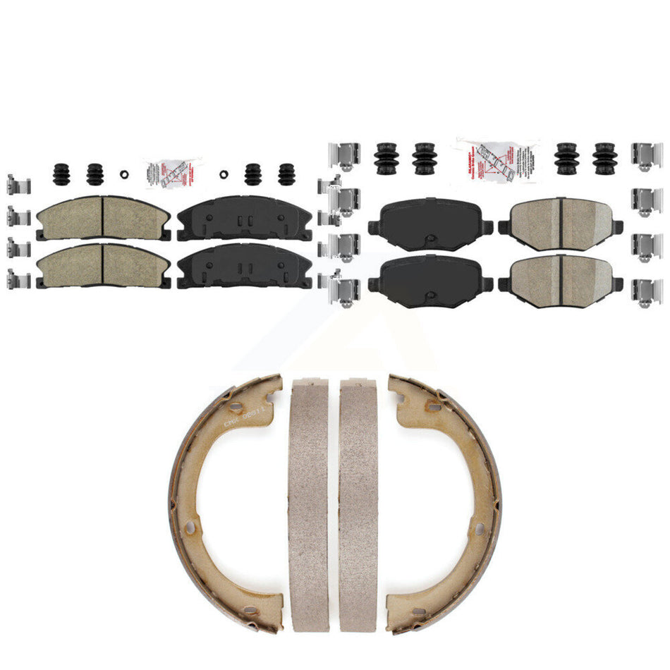 Front Rear Ceramic Disc Brake Pads And Parking Shoes Kit For Lincoln MKT KNN-101372