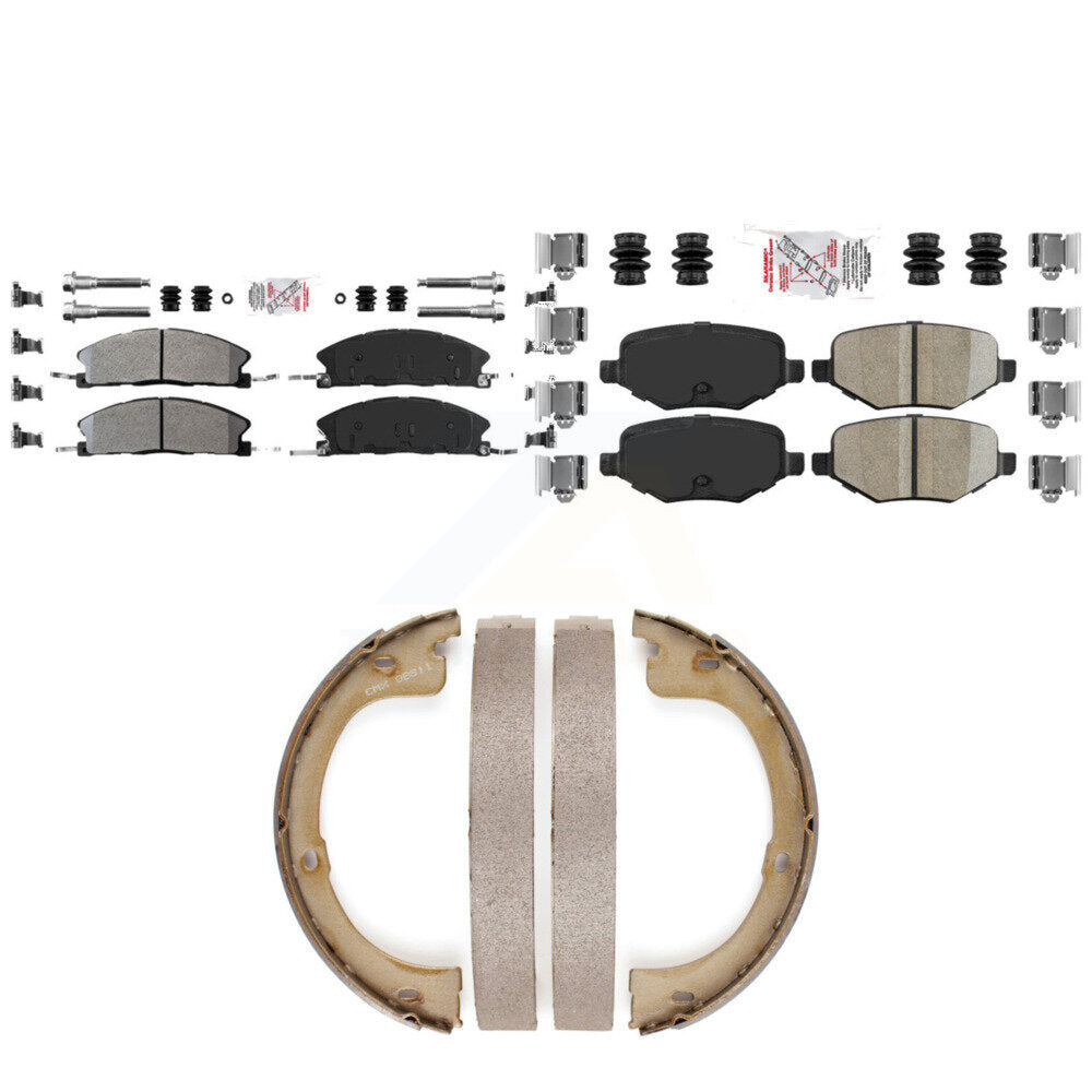 Front Semi-Metallic Rear Ceramic Disc Brake Pads And Parking Shoes Kit For KNN-101373