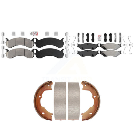 Front Rear Semi-Metallic Disc Brake Pads And Parking Shoes Kit For KNN-101384