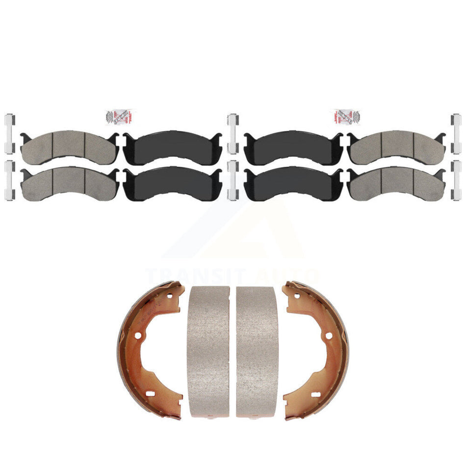 Front Rear Semi-Metallic Disc Brake Pads And Parking Shoes Kit For KNN-101395