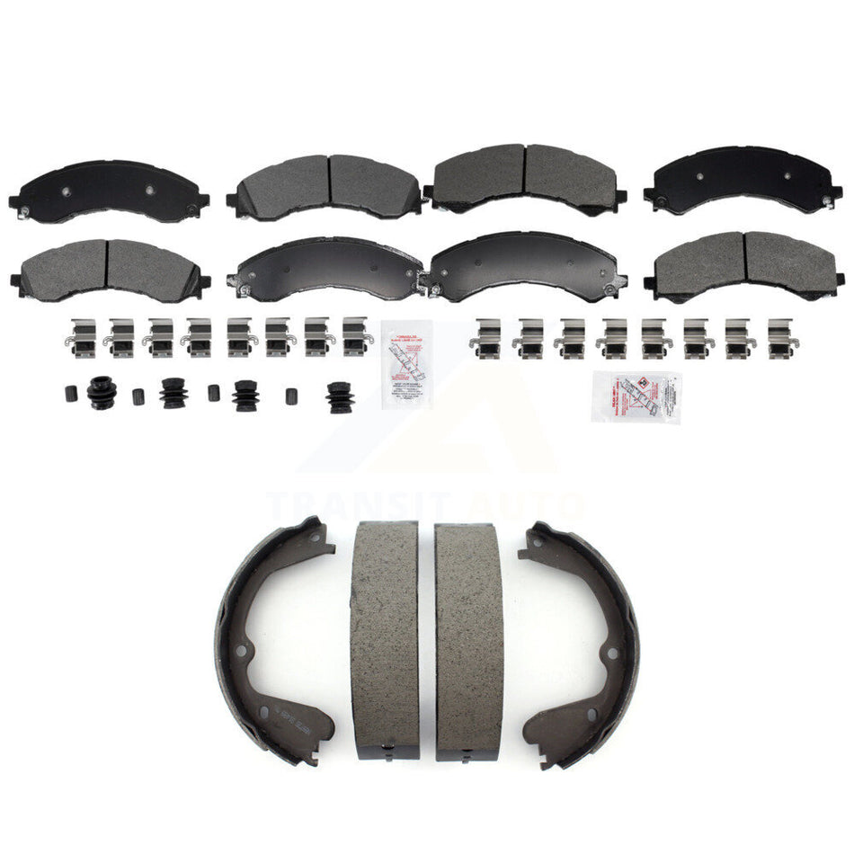 Front Rear Semi-Metallic Disc Brake Pads And Parking Shoes Kit For GMC Savana KNN-101402