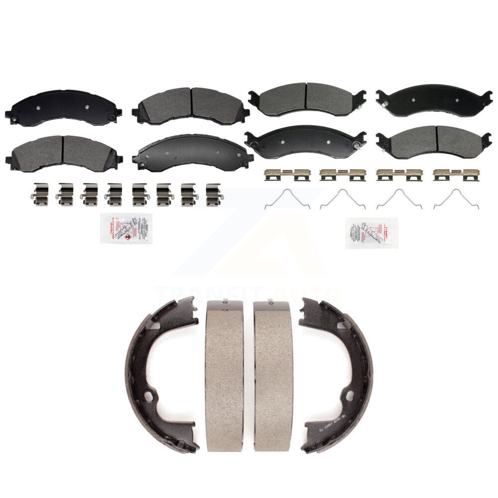 Front Rear Semi-Metallic Disc Brake Pads And Parking Shoes Kit For GMC Savana KNN-101405
