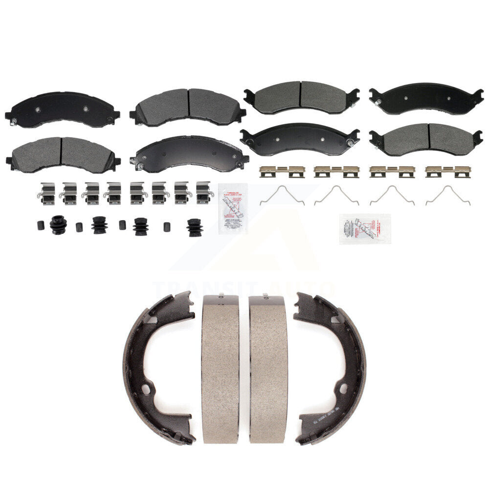 Front Rear Semi-Metallic Disc Brake Pads And Parking Shoes Kit For GMC Savana KNN-101406